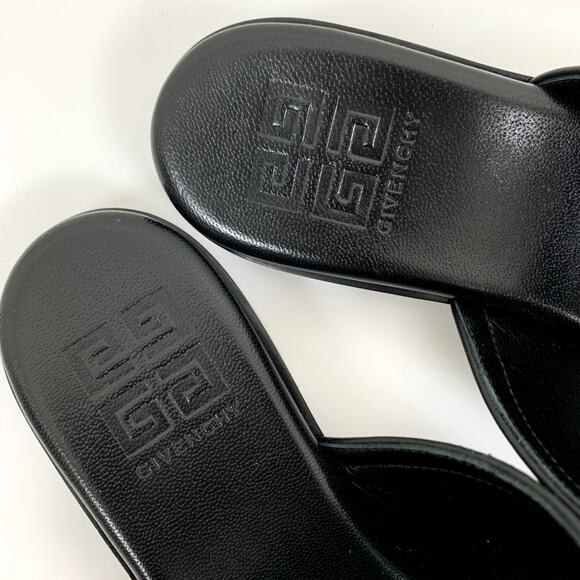 NEW Givenchy 4G Cut-Out Leather Flat Sandals in Black Size US 6 AUTHENTIC - Picture 7 of 12